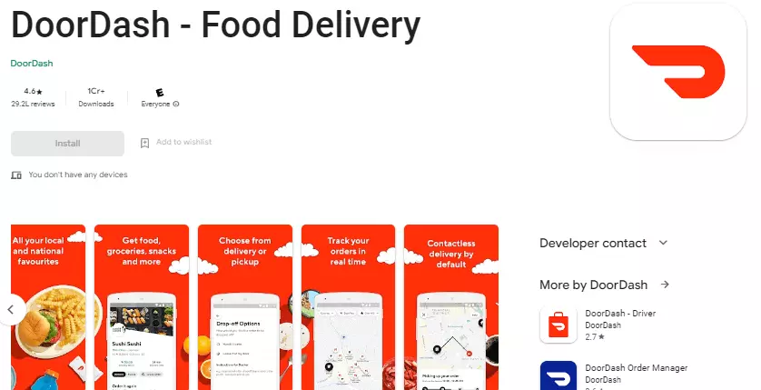 Door Dash delivery app