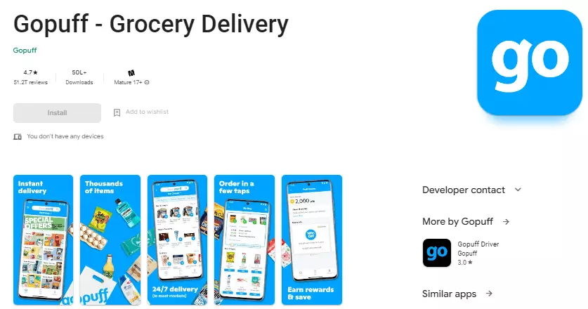 Go Puff delivery app