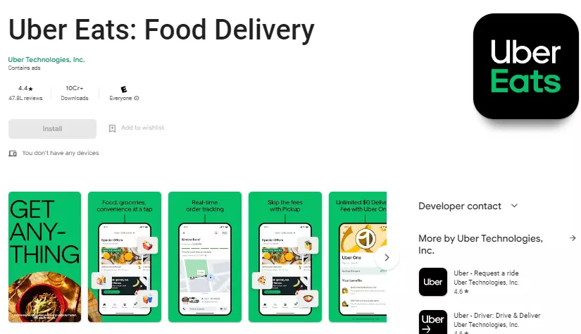 Uber Eats delivery app